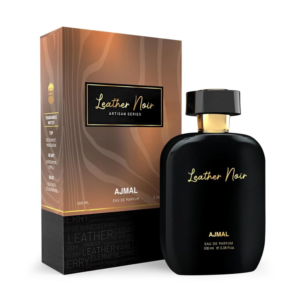 ajmal artisan leather noir eau de parfum for men | long lasting luxury perfume with bergamot, cardamom, leather & vanilla notes | strong masculine fragrance | 100ml